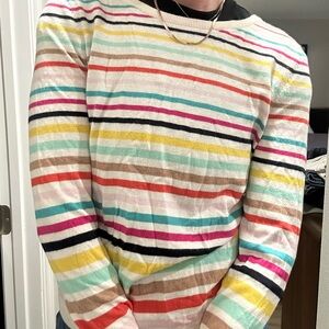 Talbots Cream Sweater with Multicolor Stripes